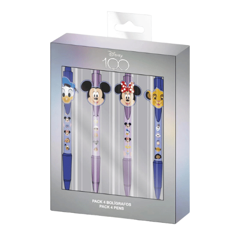 DISNEY 100 Ans - Personnages - Set de 4 Stylos à Bille disponible goodies