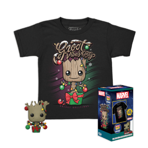 FUNKO POP LES GARDIENS DE LA GALAXIE - Pocket POP - Holiday Groot + T-shirt (S)