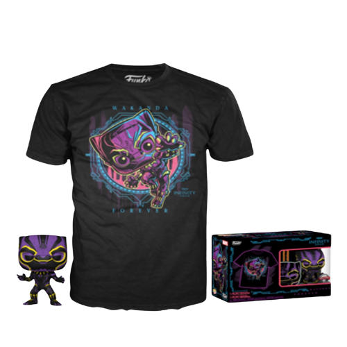 FUNKO POP ! BLACK PANTHER POP & TEE 891 L MARVEL FILM dispo  BLACKLIGHT